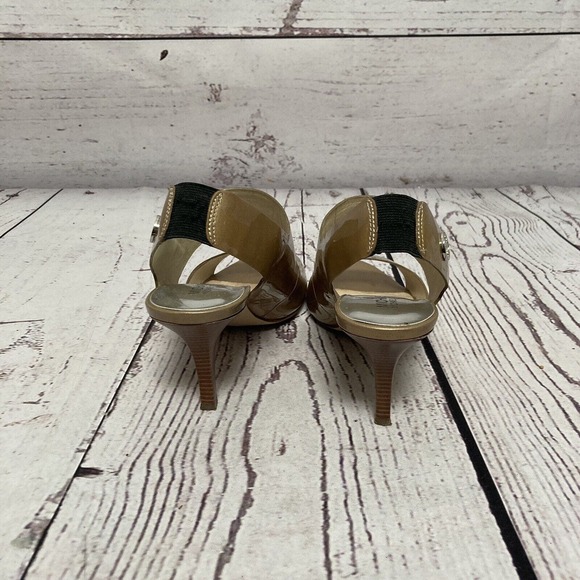 Michael Kors Heels Womens Size 9M Rochelle Open Toe Pump Taupe Pearlized Patent - Picture 4 of 8